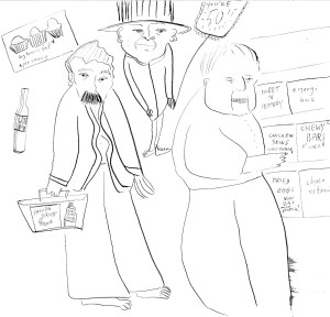 This guy is taking forever to pick out his snacks!